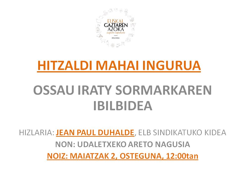 HITZALDI MAHAI INGURUA